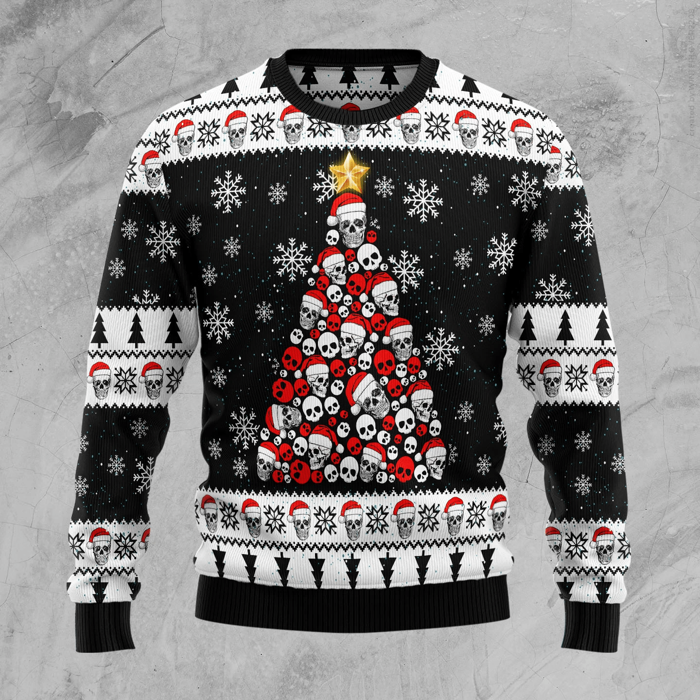 Skull Pine Tree Christmas Ugly Sweater