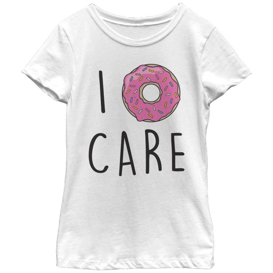 CHIN UP Girl’s I Donut Care  T Shirt White