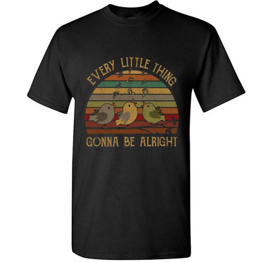 Every Little Thing Gonna Be Alright, Birds Singing, Retro Vintage Design – Gildan Short Sleeve Shirt