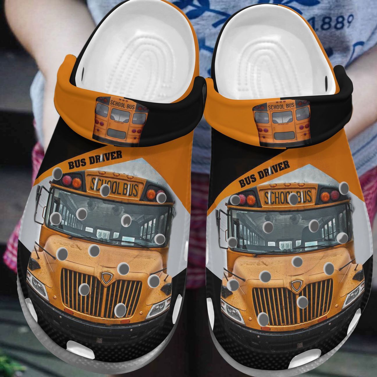 School Bus Driver Personalized Clog, Custom Name, Text, Color, Number Fashion Style For Women, Men, Kid, Print 3D Powerful Orange