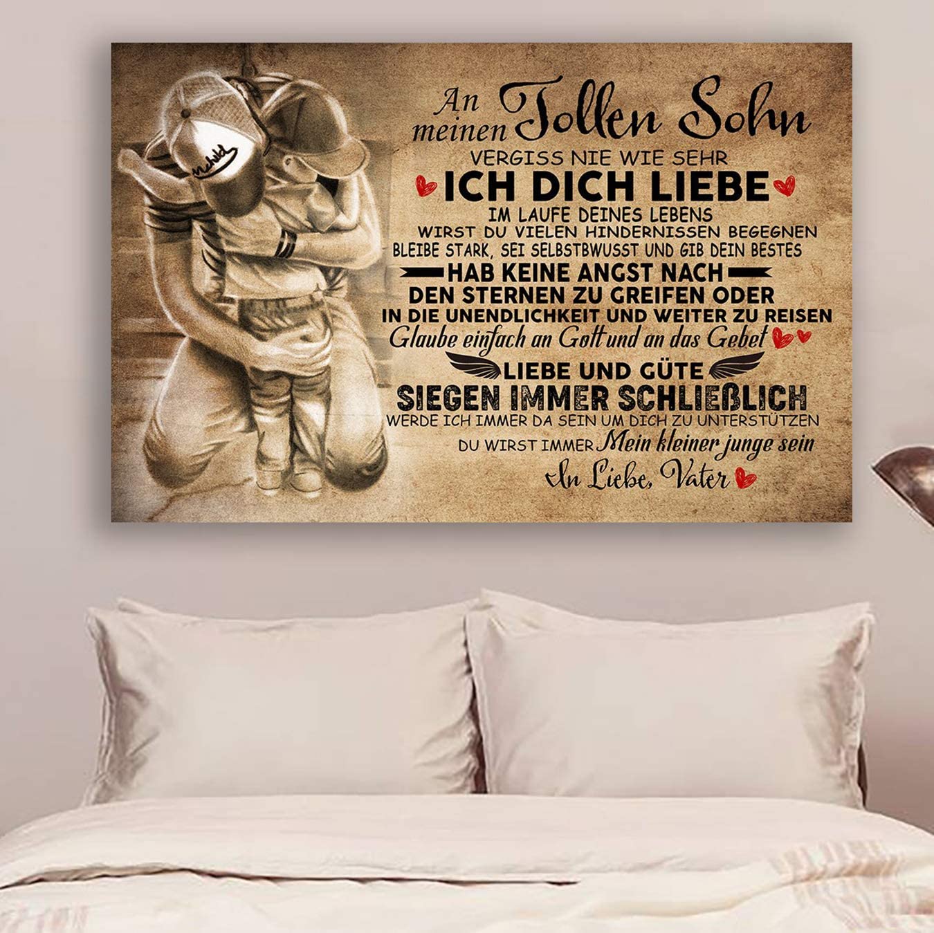 Poster for Room Aesthetic -Command Strips Wall Decor – Hn142 Family Poster – Dad to Son – Always Remember How Much I Love You – German