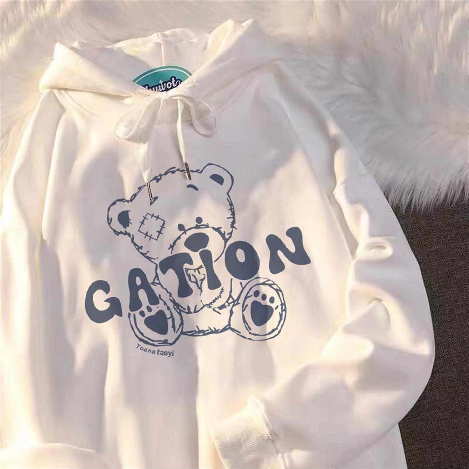 Cute Dog Print Hoodie Autumn Fashion Sweatshirt Women Punk Korean High Street Tops Vintage Oversized Hooded Kawaii Hoodie Girl alx