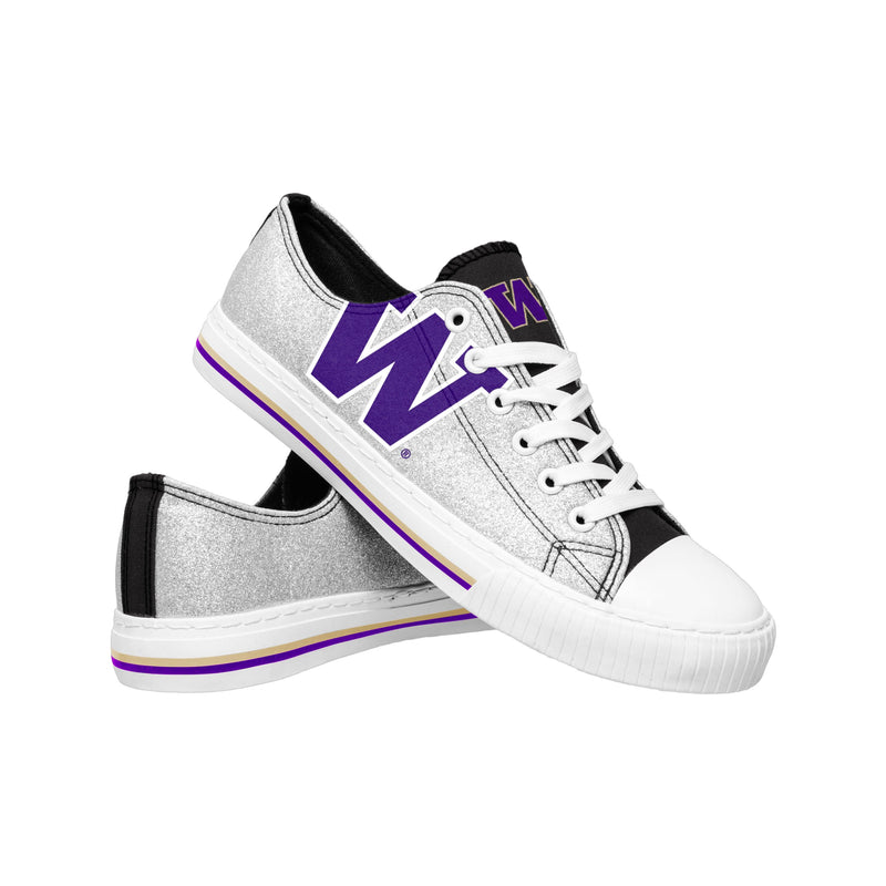 Washington Huskies NCAA Womens Glitter Low Top Canvas Shoes