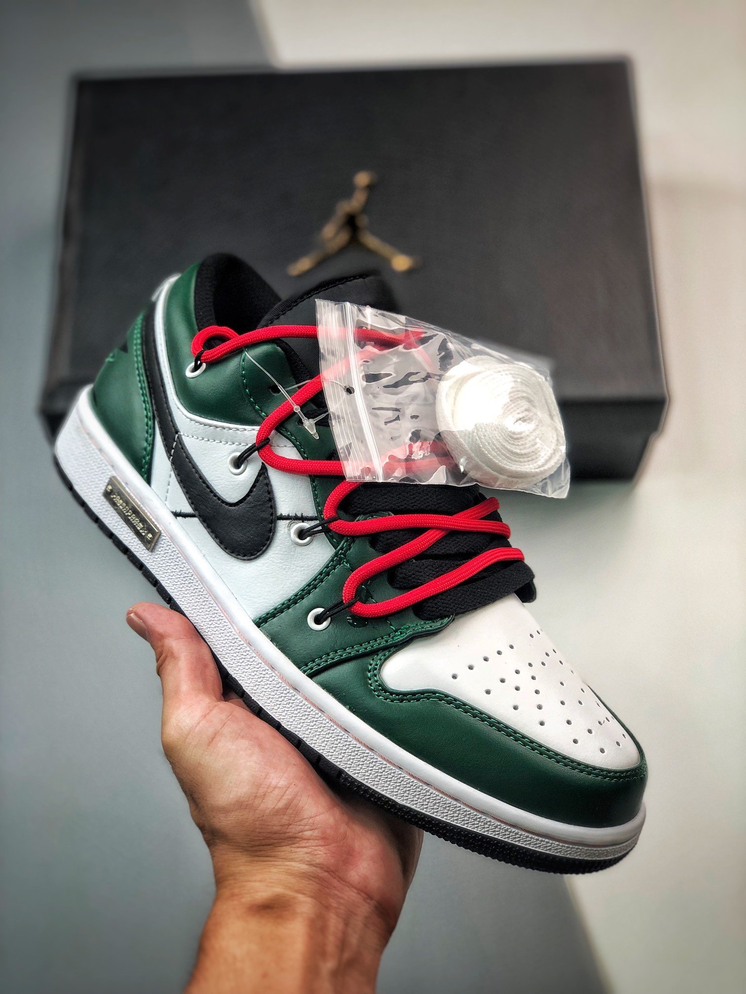 Custom JD 1 Low Pine Green White Black 5341041