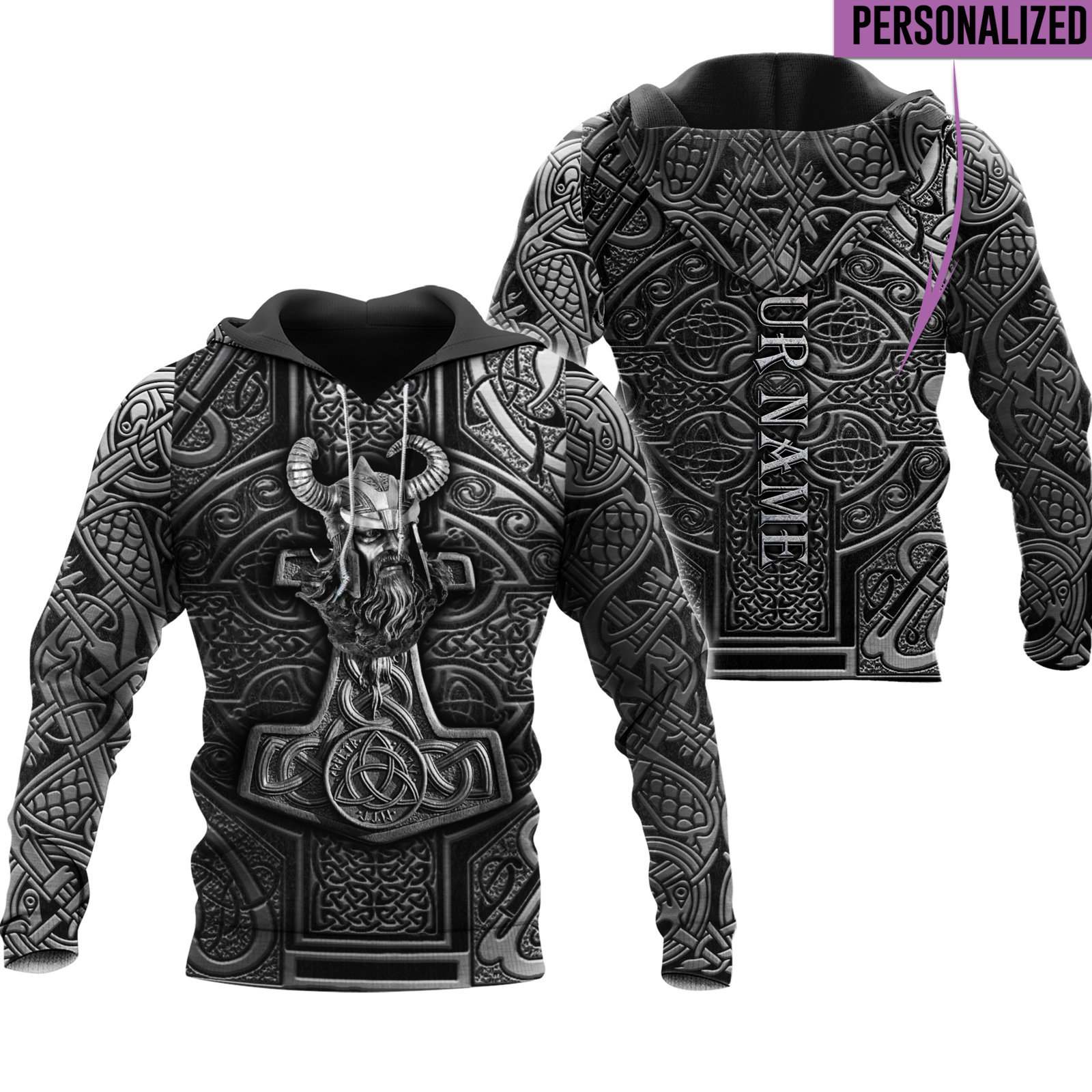 Viking Warrior Metal Limited Custom Name – Hoodie  – OwlsMatrix