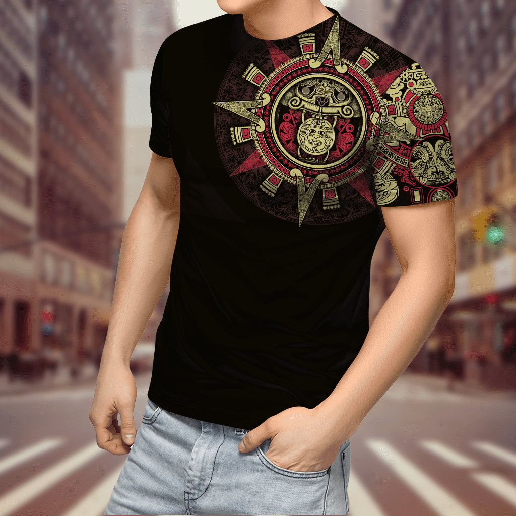 Aztec Mexican Red 3D All Over Printed Unisex Shirts No3