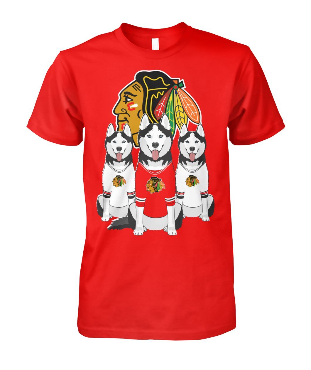 Chicago Blackhawks Ice Hockey Fans And Husky Dog Lovers Funny Shirts