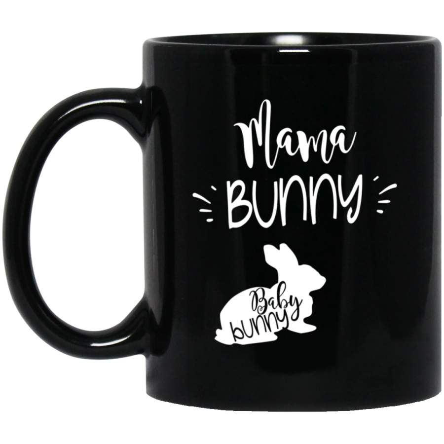 Mama Bunny Cute Easter Pregnancy Announcement Black Mug