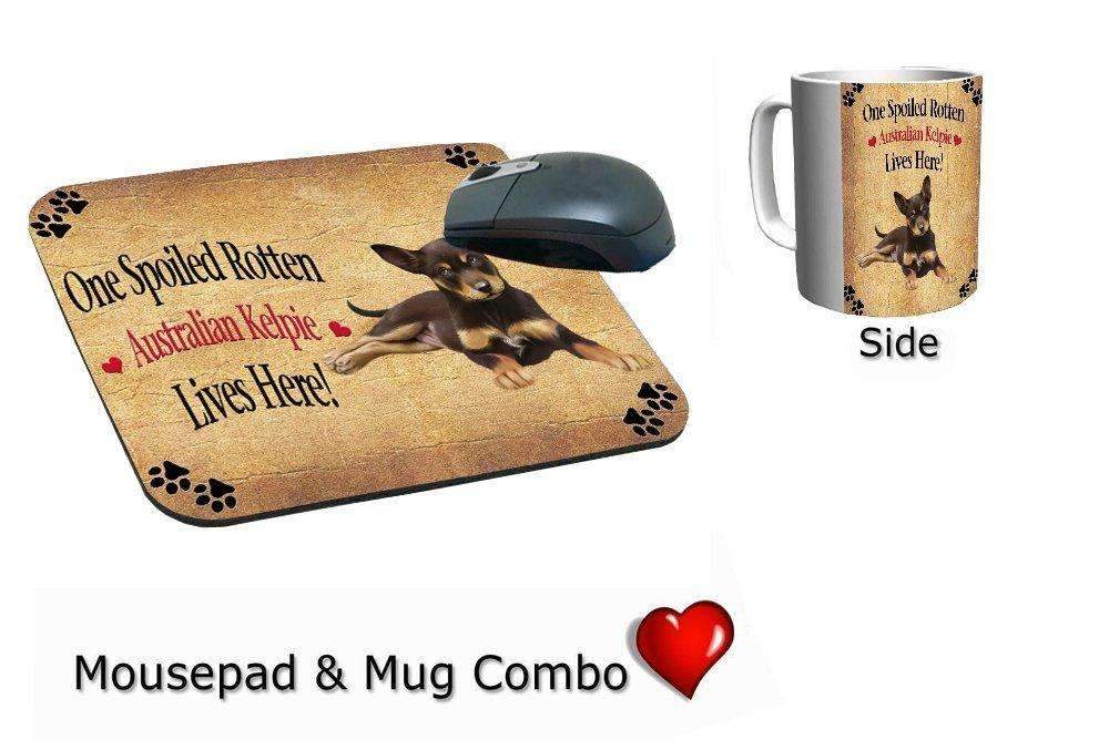 Australian Kelpie Puppy Spoiled Rotten Dog Mug & Mousepad Combo Gift Set