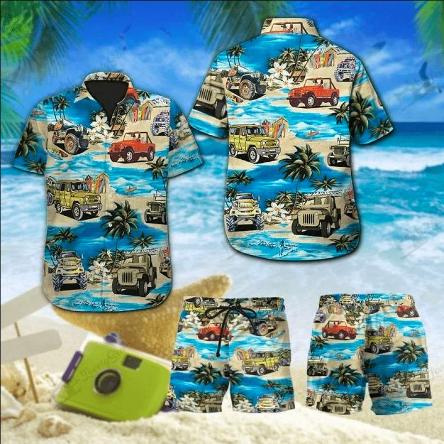 Amazing Jeep On The Beach Unisex Hawaii Aloha Shirts Ha76183