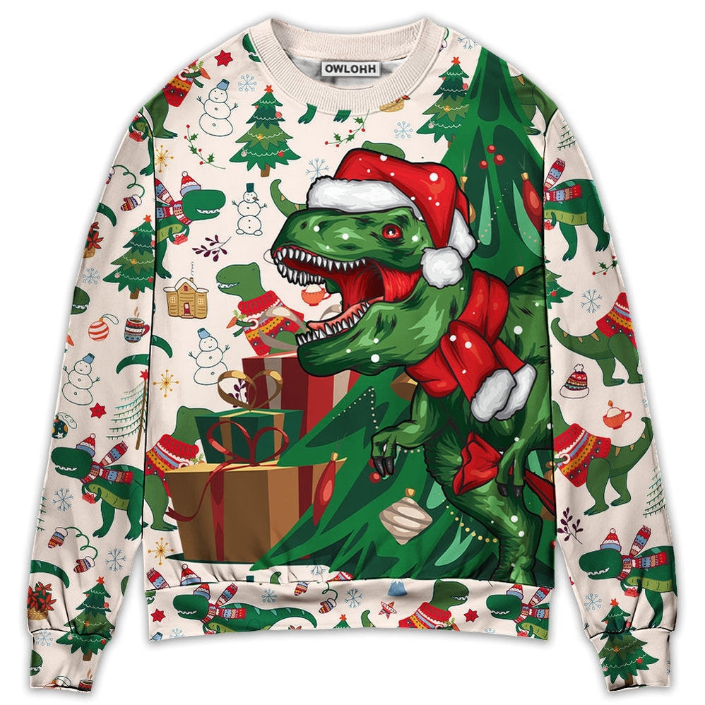 Christmas Dinosaurs Xmas Tree T-Rex Merry Rexmas – Sweater