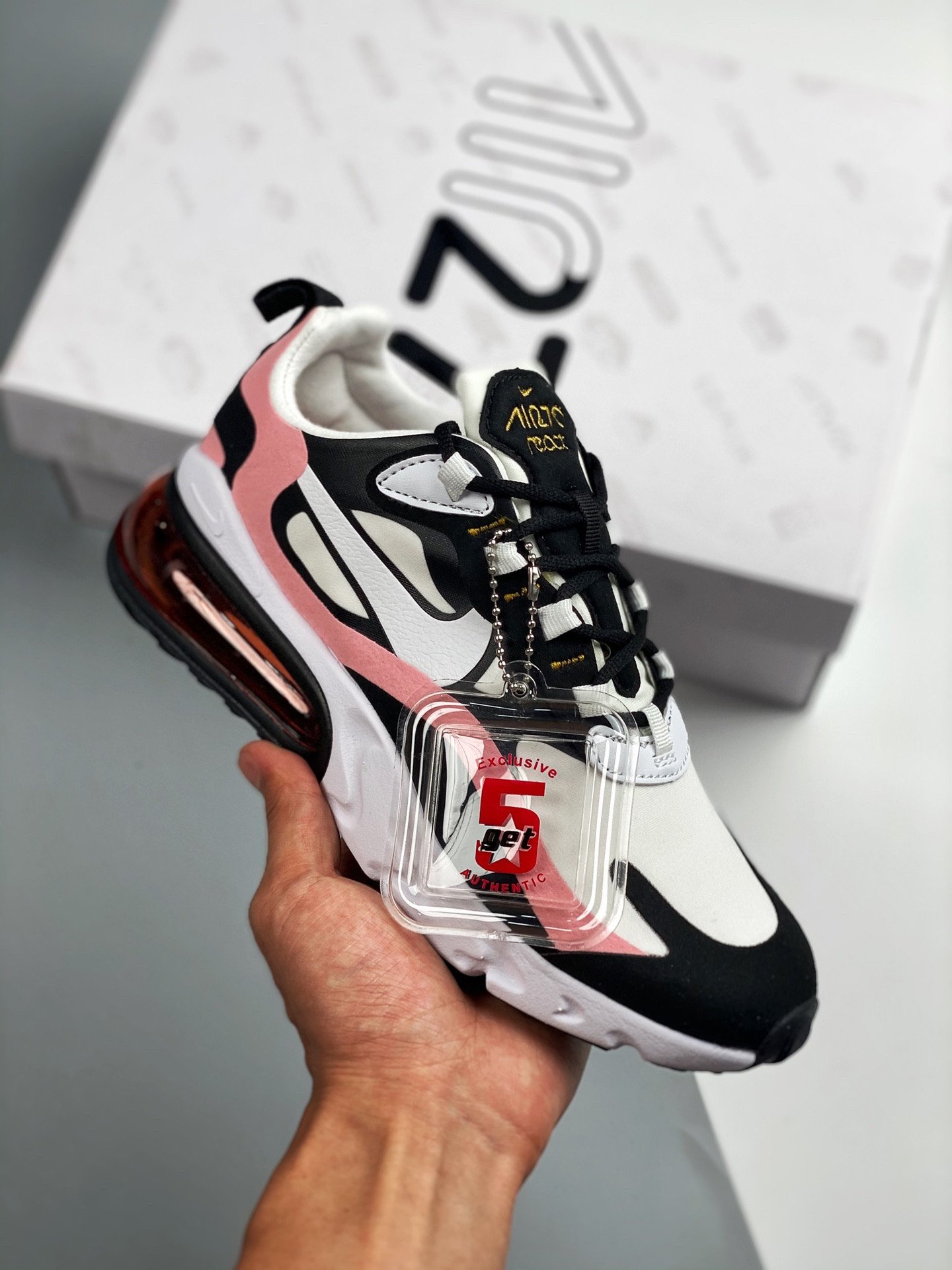 Nike Air Max 270 React BlackWhite-Bleached Coral-Metallic Gold 5339797