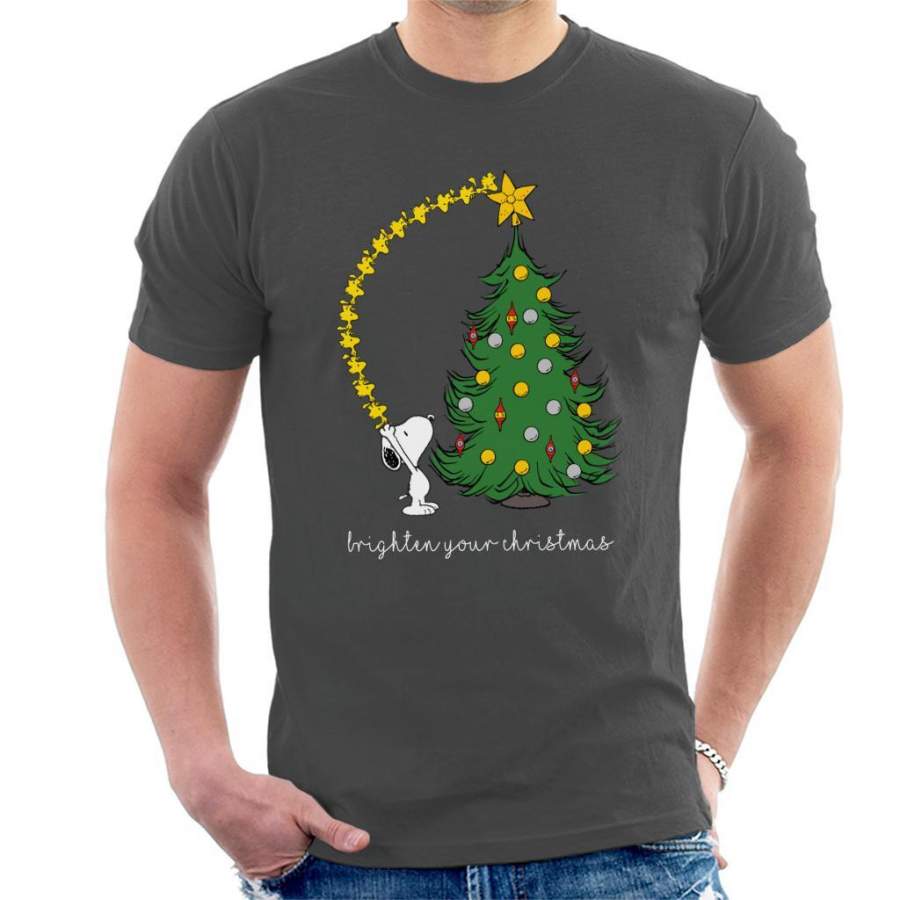 Peanuts Snoopy Woodstock Brighten Your Christmas Men’s T-shirt