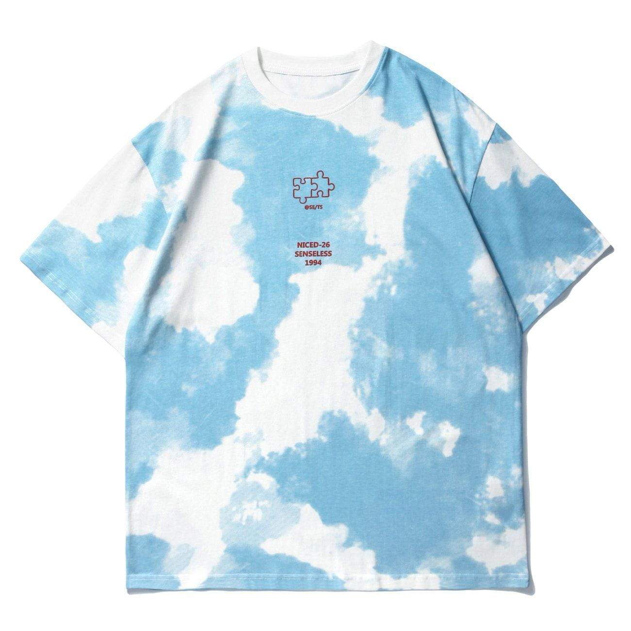 Blue Sky Puzzle Print Cotton Tee – Justbeperfect Fashion Shop