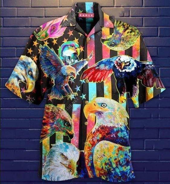 Discover Cool Hawaii Aloha Shirts Eagle Coloful Flag Ha85135