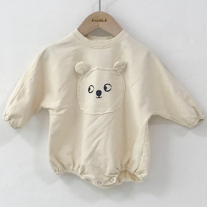 Baby Cute Bear Loose Baby Bodysuit Crawling Clothes Sweater Spring and Autumn Men Treasure Animal One-Piece Suit alx