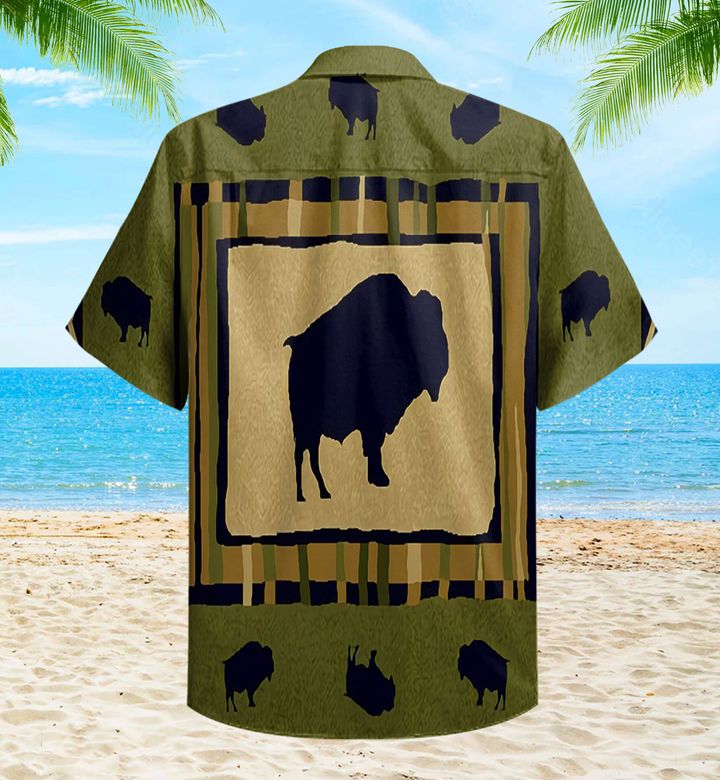 Buffalo Military Green Native American Hawaii Shirt Ha38405