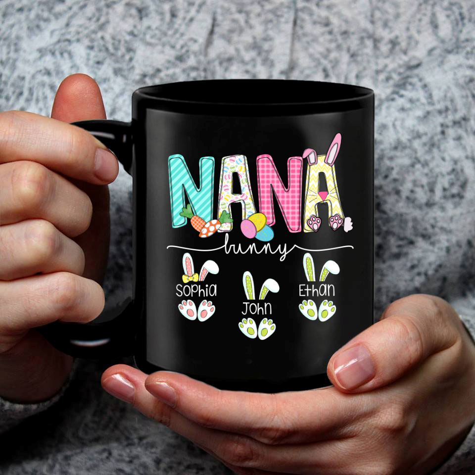 Personalized Grandma Bunny And Grandkids Cute Rabbit Easter Mug