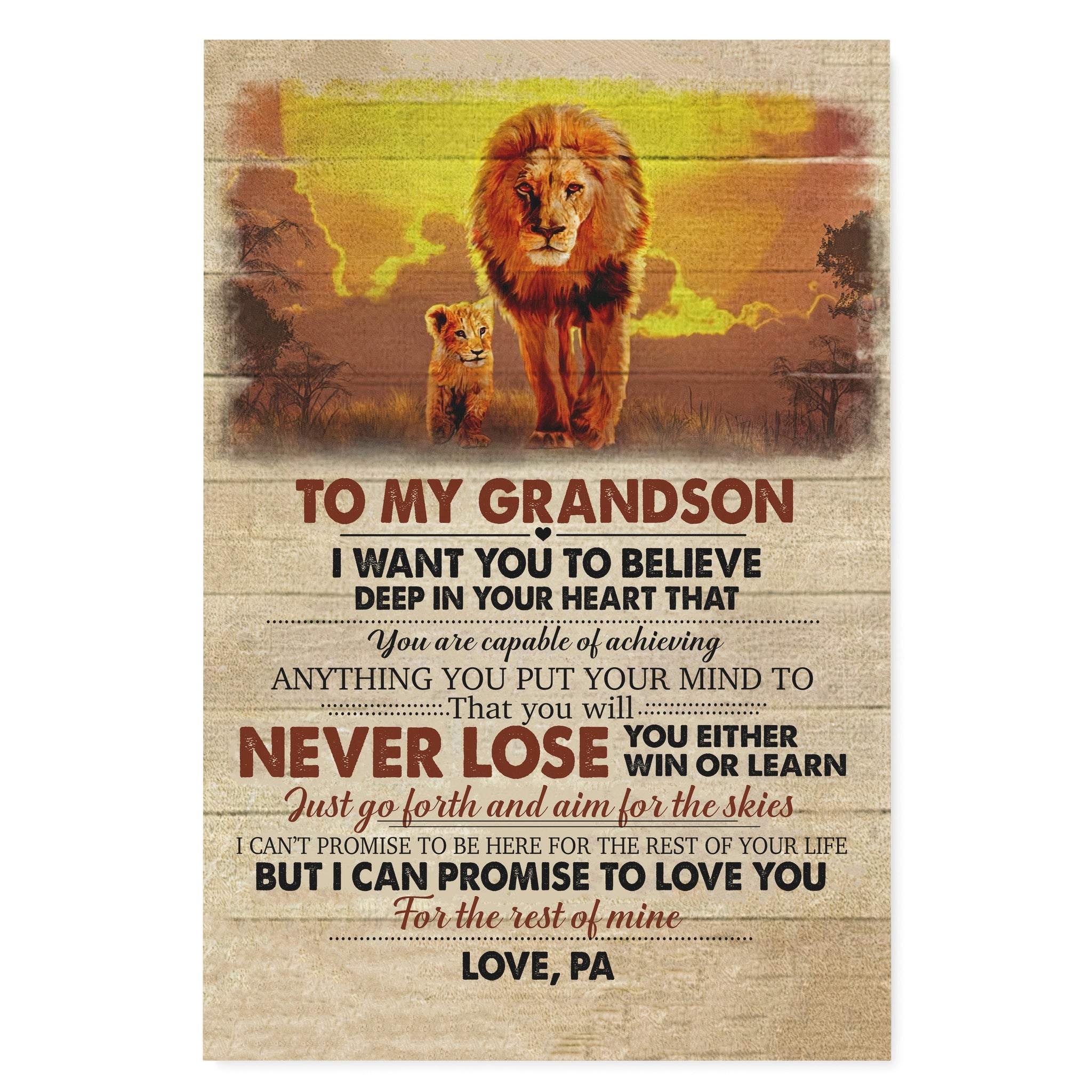 To My Grandson From Grandpa Canvas Poster Wall Art WallPapers Birthday Christmas Housewarming Gift Ready To Hang Home Decor – Matte Canvas