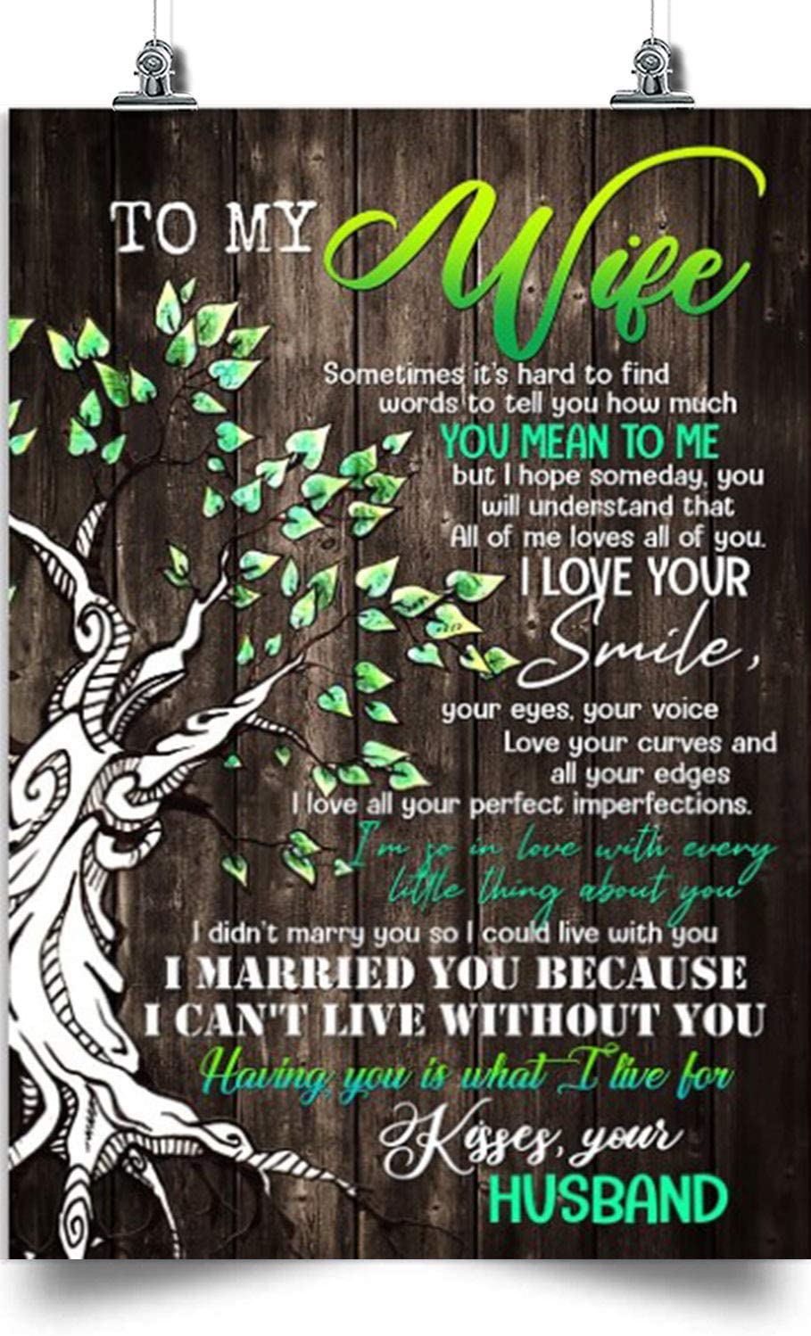 to My Wife Vertical Poster-I I Can’t Live Without You-Home Decoration Poster, Wall Poster, Home and Room Decoration, Gifts for Wife, Souvenirs.