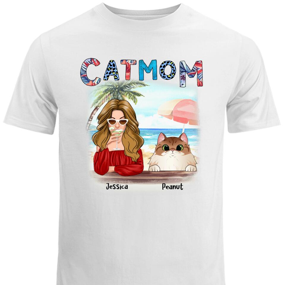 Personalized Cat Mom Summer Beach T Shirts , Best Gift For Cat Owner – Trending Personalized