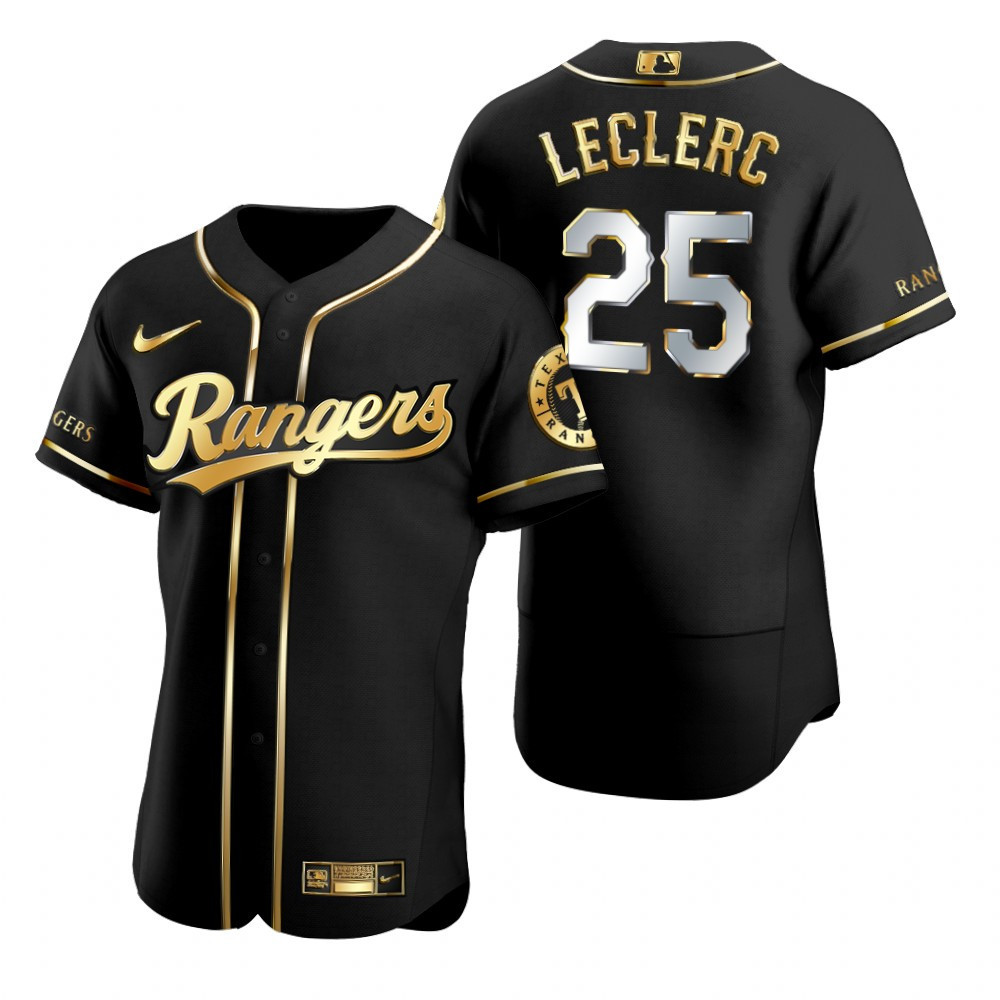 Texas Rangers #25 Jose Leclerc MLB Golden Brandedition Black Jersey Gift For Rangers Fans