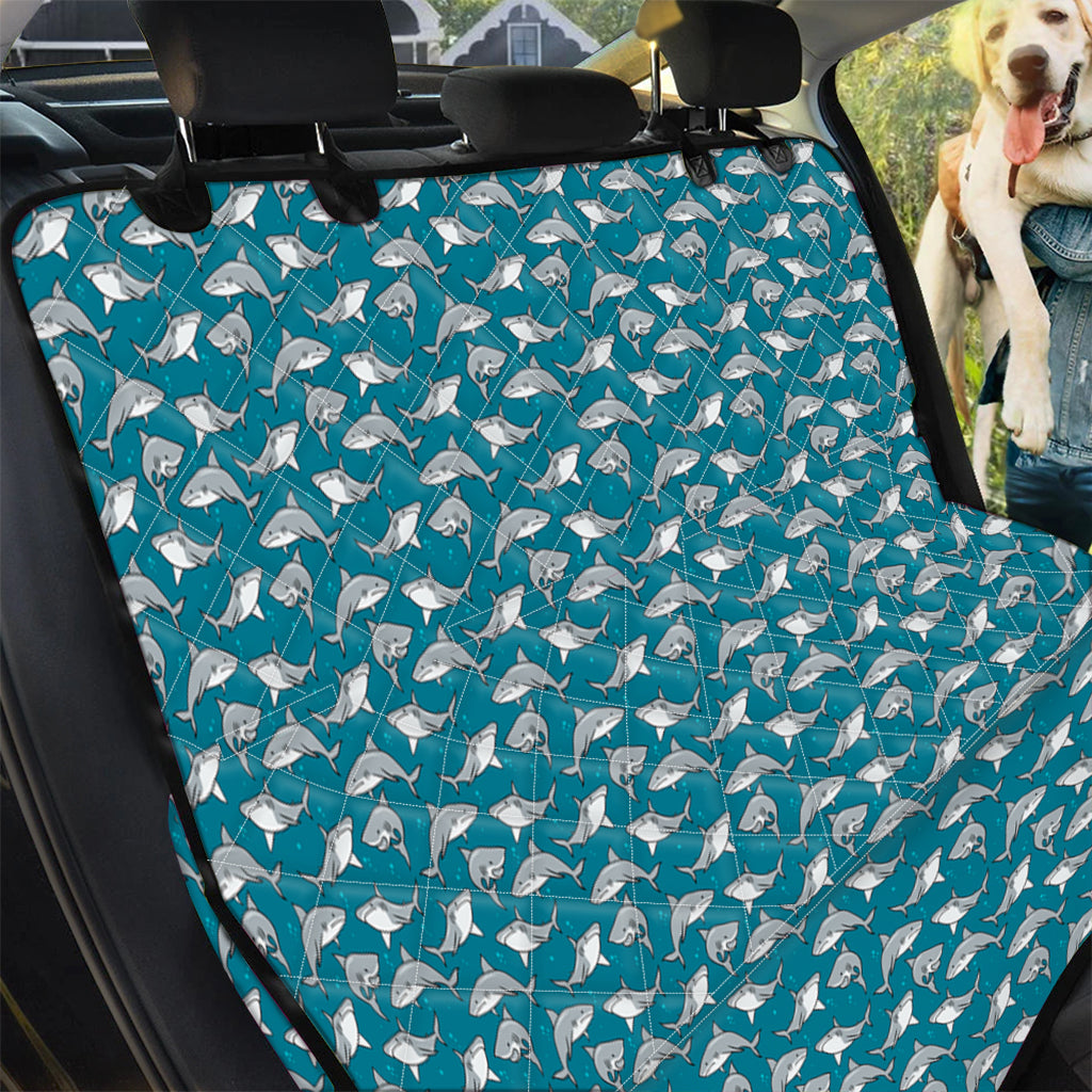 Cartoon White Shark Pattern Print Pet Car Back Seat Cover