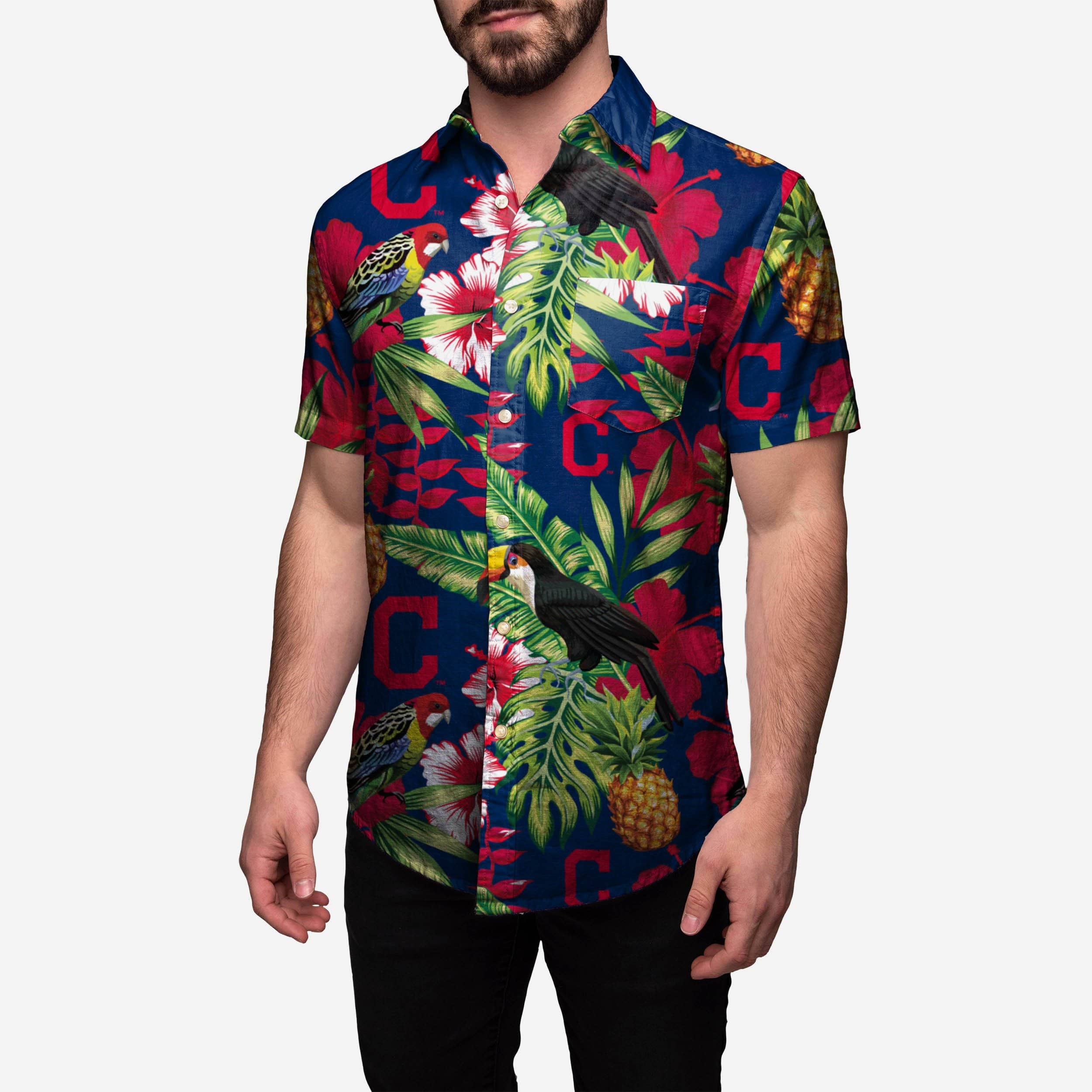 Cleveland Indians Floral Button Up Shirt