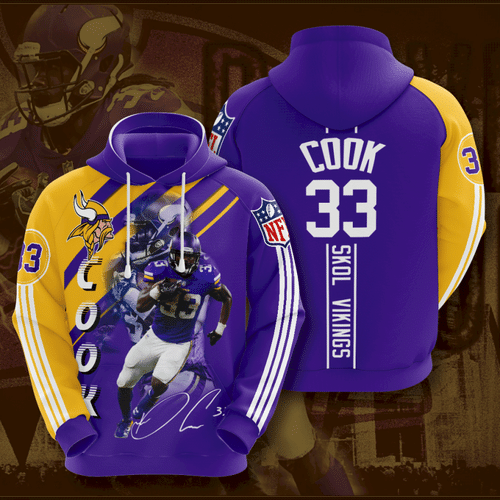 Minnesota Vikings Dalvin Cook 3D Hoodie Zip Sweatshirt Custom Full  personalize Personalized Trending Gift