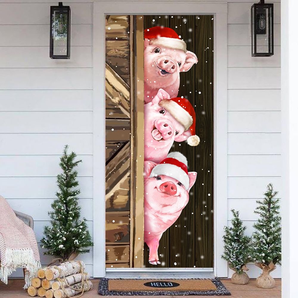 Tmarc Tee Pig Christmas Door Cover Christmas Gift Home Decor