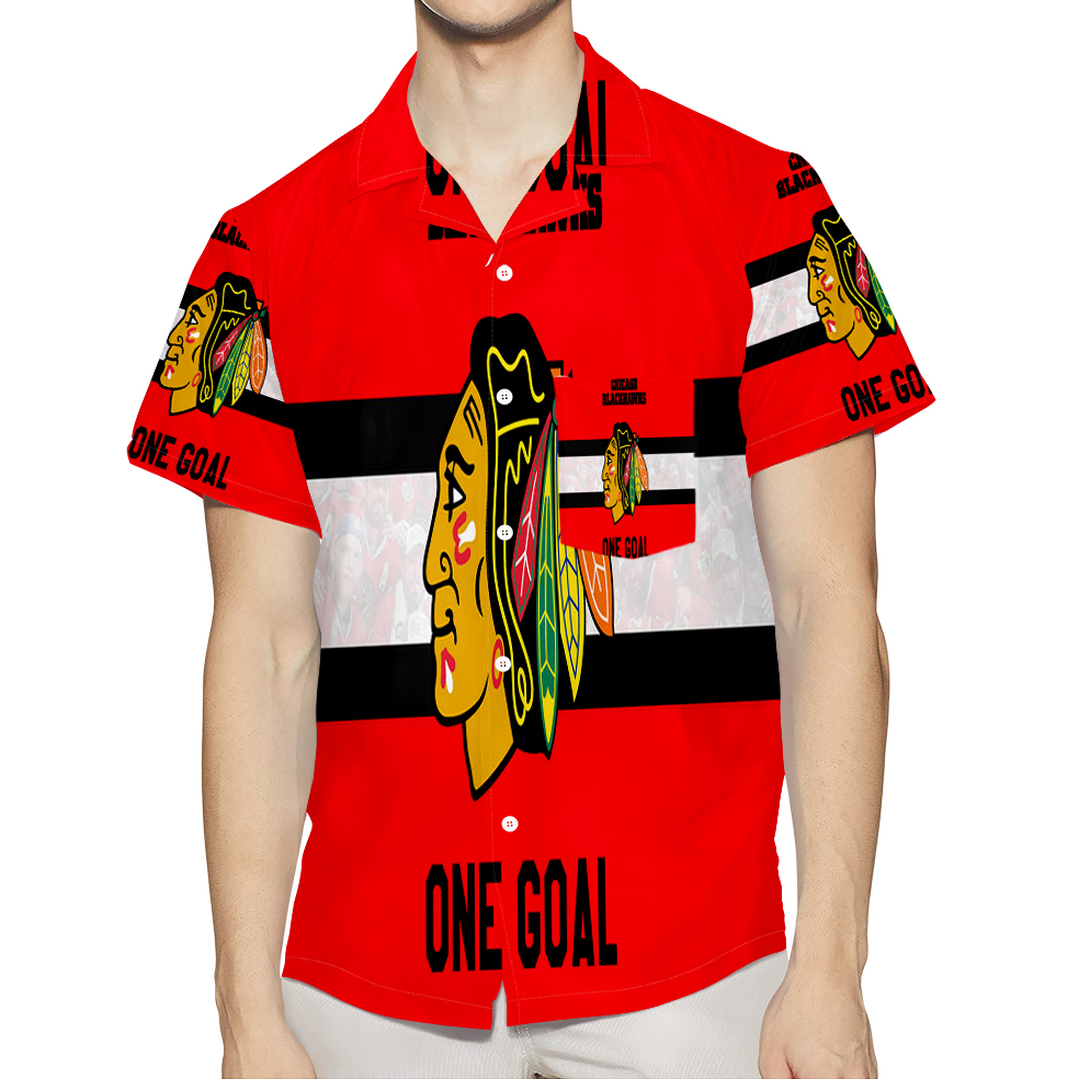 Chicago Blackhawks One Goal 3D All Over Print Summer Beach Hawaiian Shirt With Pocket