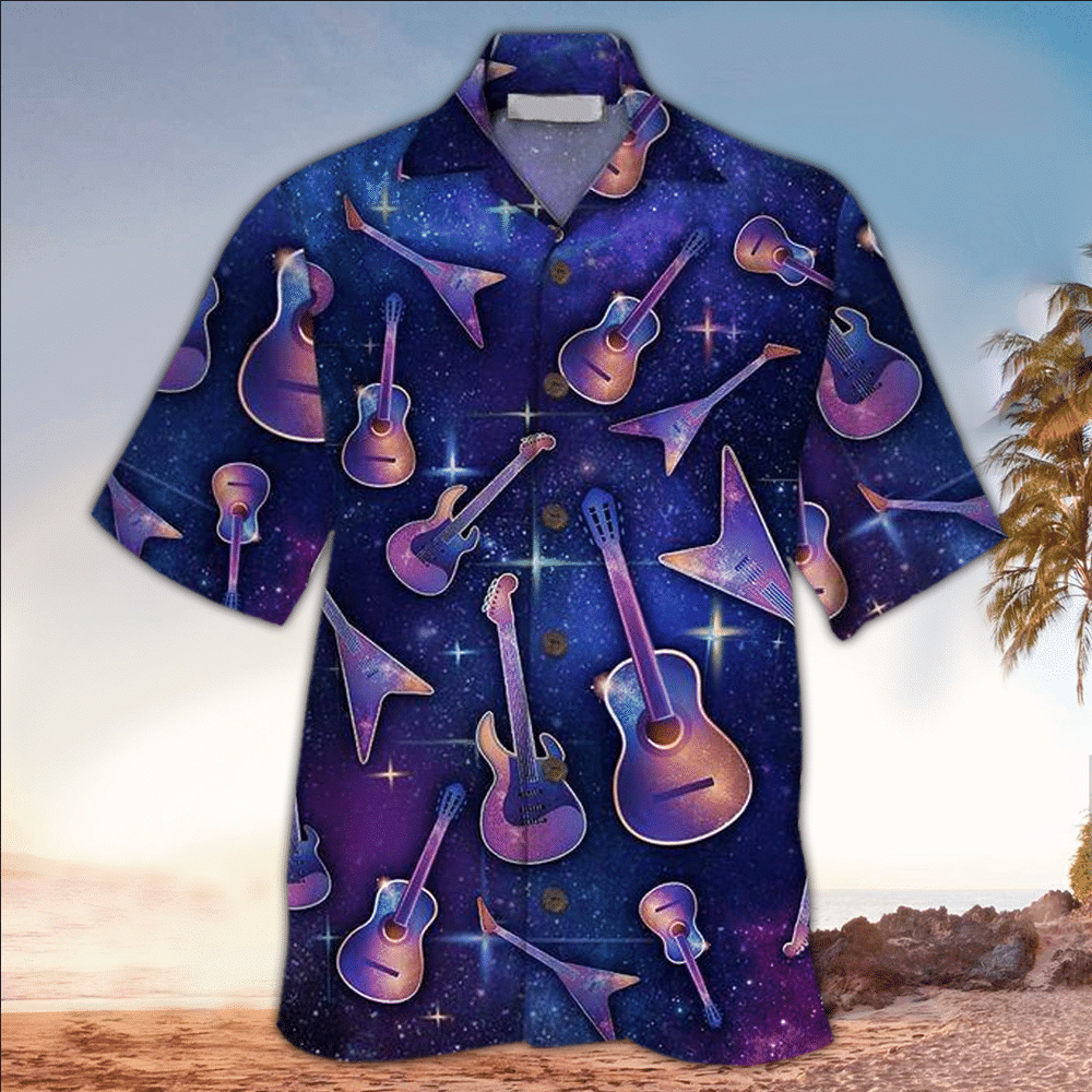 Guitar Hawaii Button Up Shirt Aloha Ha62060