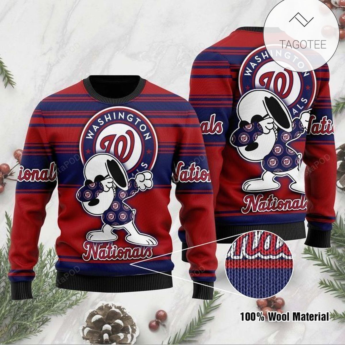 Washington Nationals Snoopy Gift For Fan Ugly Wool Sweater Christmas