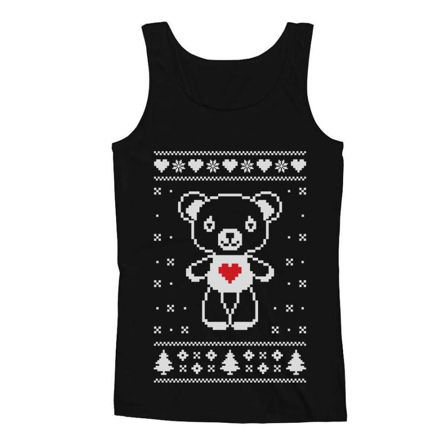 Big White Furry Bear Doll Ugly Christmas Sweater Funny Men’s Tank Top