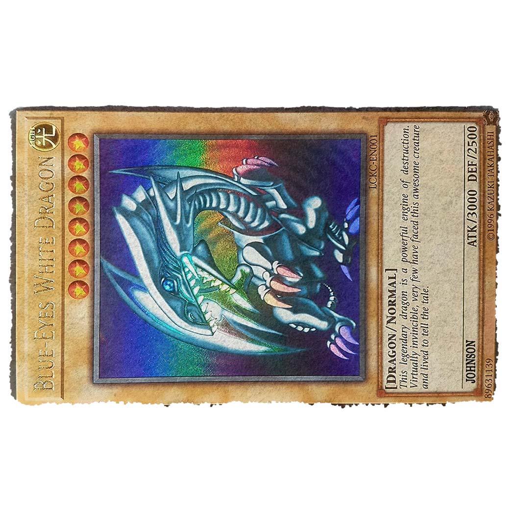 Gearhumans 3D Yugioh Ultra Rare 1St Edition Blue Eyes White Dragon Card Custom Name Doormat