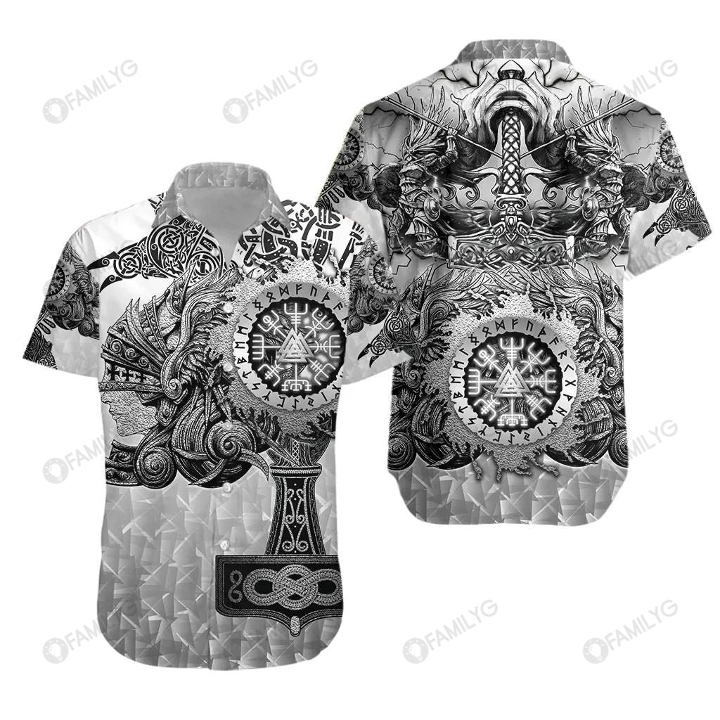 Viking Shirts – Nordic Viking Valkyrie White Color – Viking Hawaiian Shirt Summer Hawaiian For Men, Women, Couple