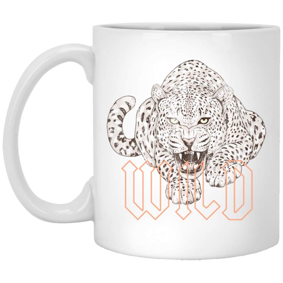 Wild Jaguar Leopard Cheetah Print Graphic White Mug