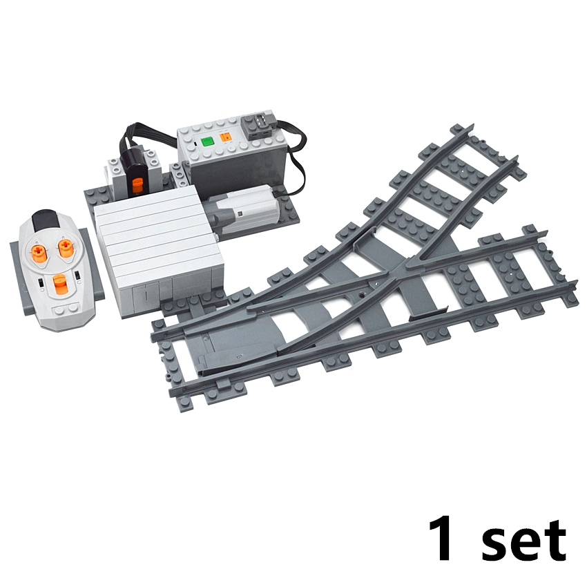 DIY Building Blocks Creative Train Variable Track Switch Motorized Remote Control Power Functions Bricks MOC Set Replaced Rocker alx