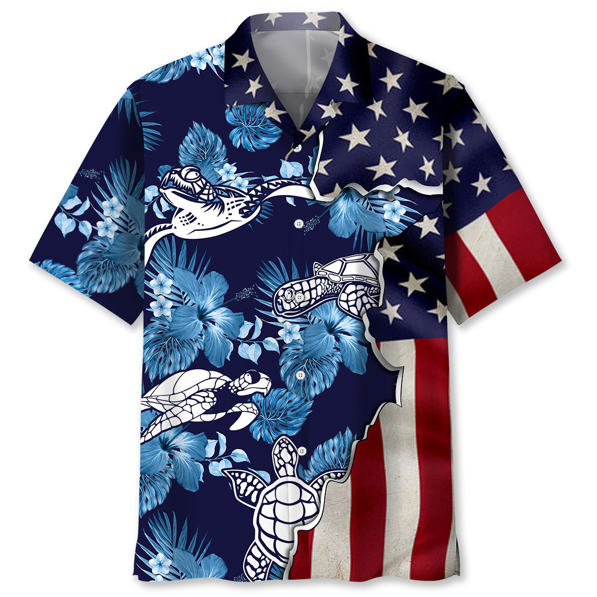 Turtle Tropical Us Flag Hawaii Shirt Ha42842