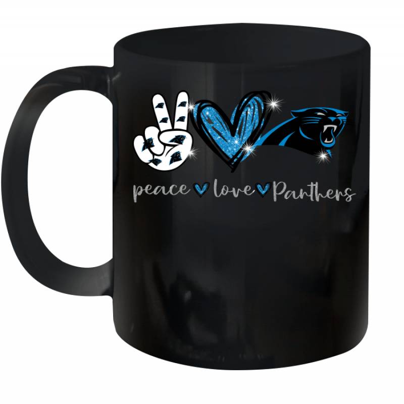 Peace Love Panthers gift for Carolina Panthers Fans Ceramic Mug 11oz