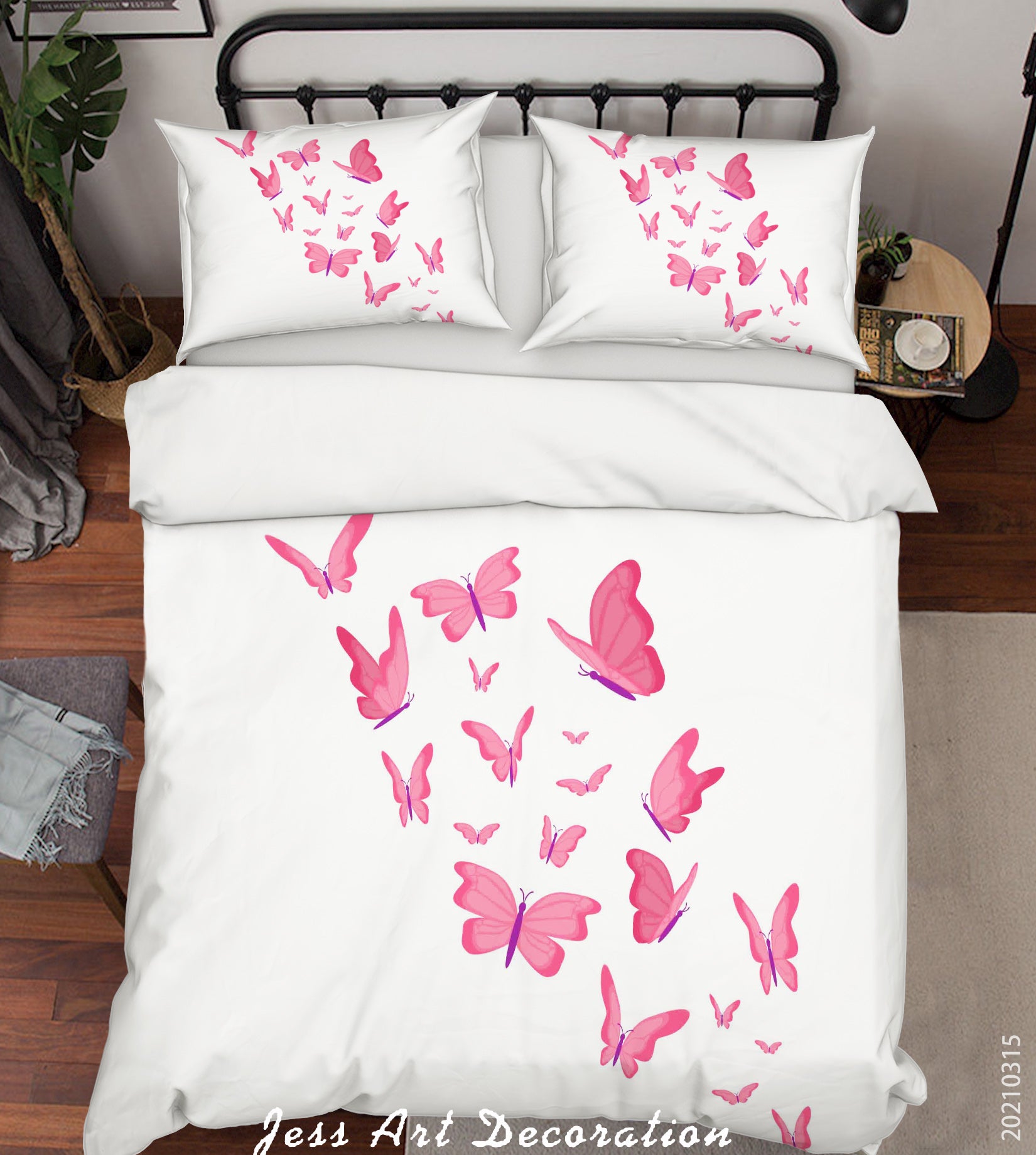 3D Watercolor Animal Pink Butterfly Quilt Cover Set Bedding Set Duvet Cover Pillowcases 67