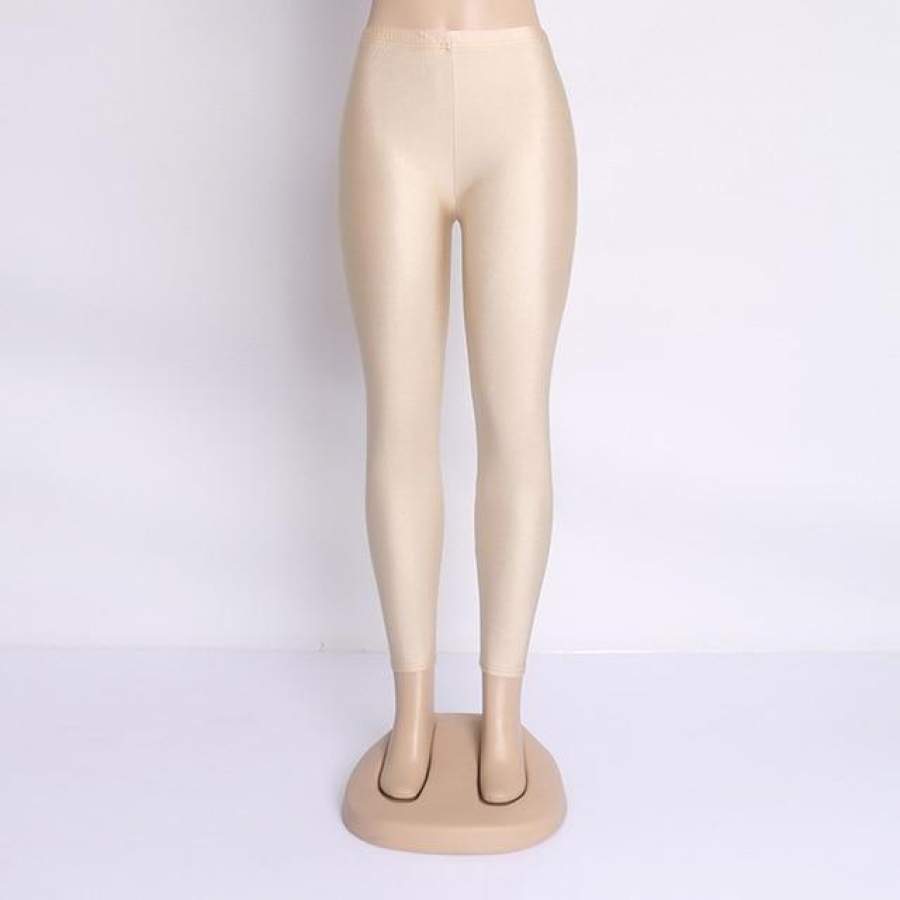 Women Solid Color Pant Leggings Large Shinny Elasticity Casual Trousers