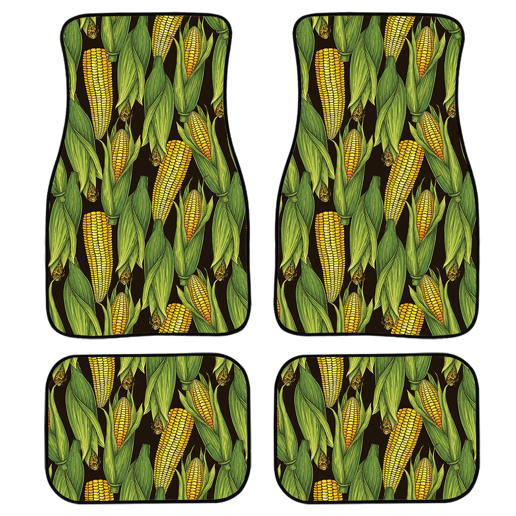 Hand-Drawn Corncob Pattern Print Front And Back Car Floor Mats, Front Car Mat