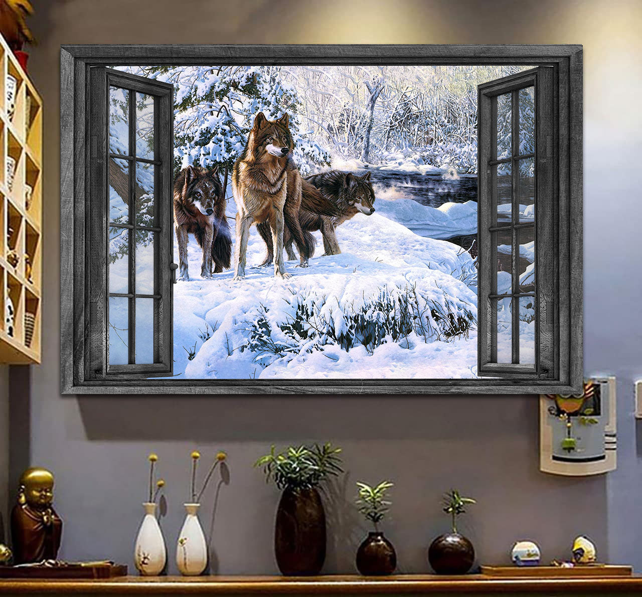 Wolf Cool 3D Wall Art Painting Art 3D Wild Animals Home Decoration Gift Idea Birthday