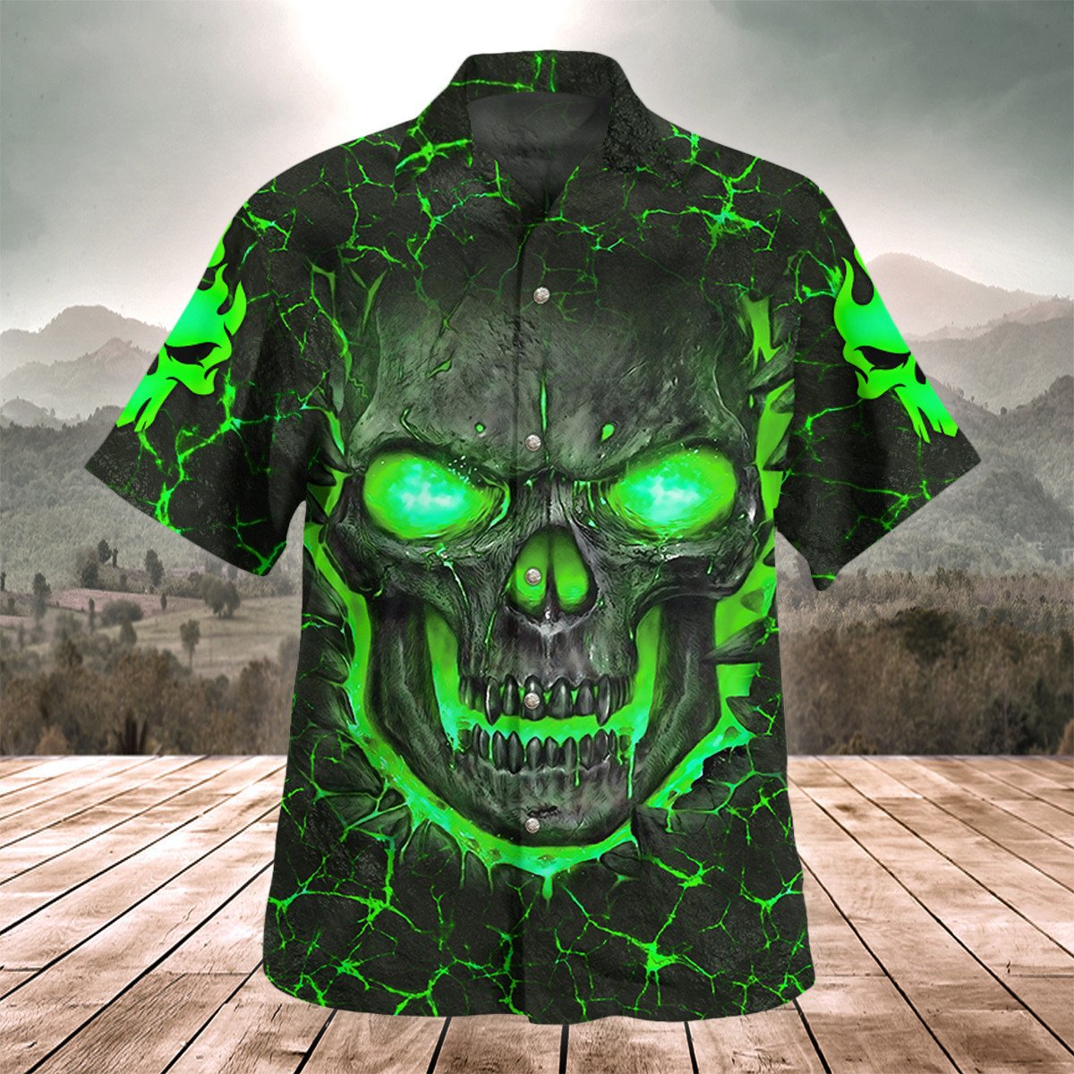 Skull Lava Green Version Hawaii Shirt