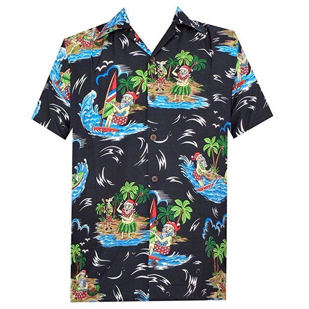 Reindeer Santa Black Nice Design Hawaii Shirt Ha69956