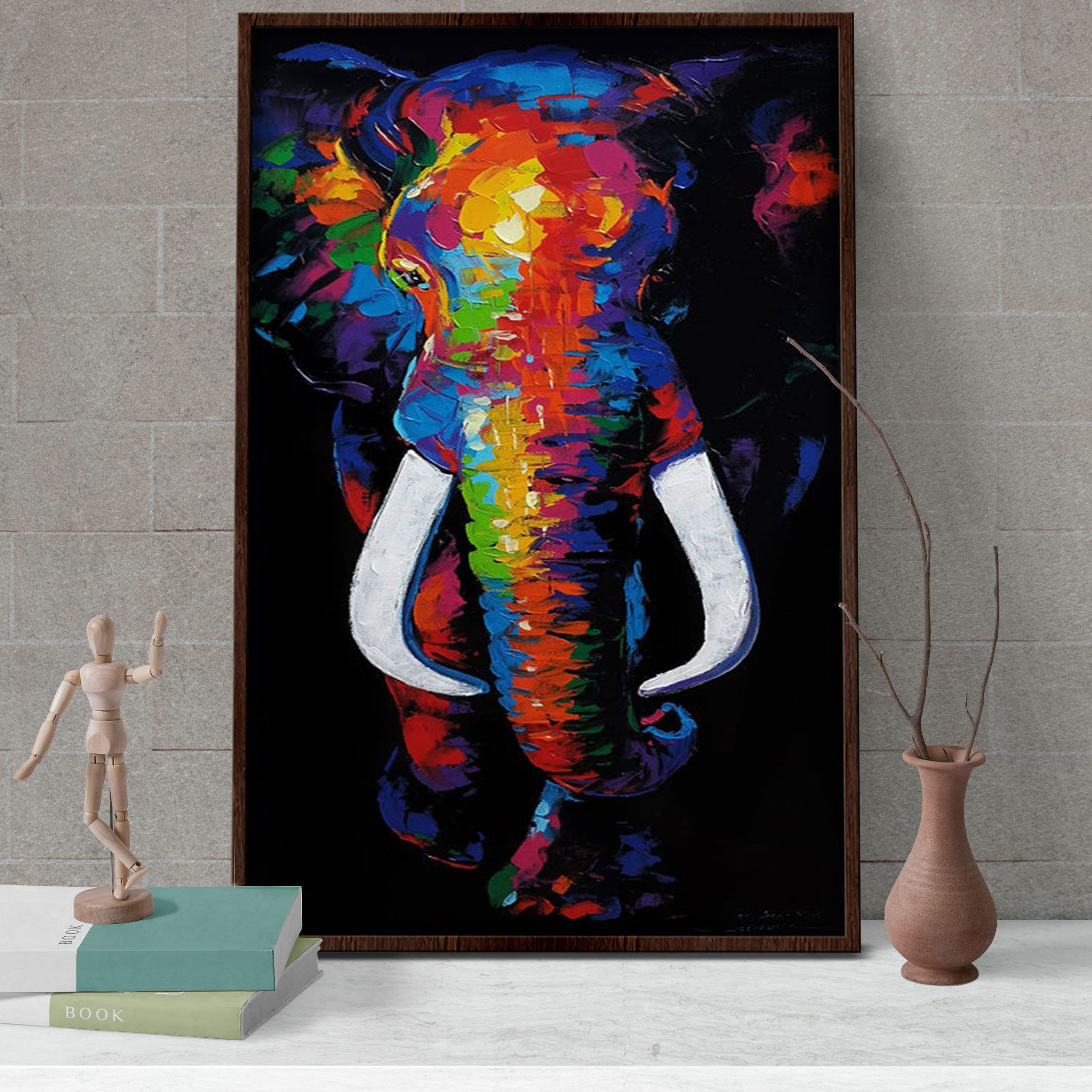 B0706 T383 Colorful Elephant Poster & Canvas