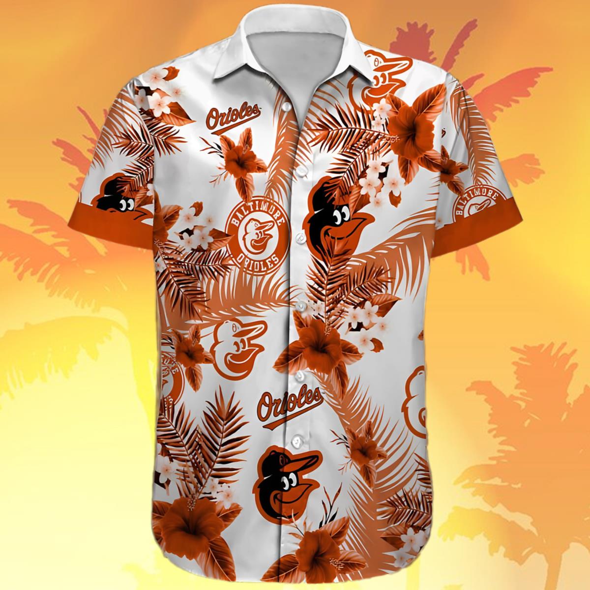 Orioles Hawaiian Shirt Tropical Palm Tree