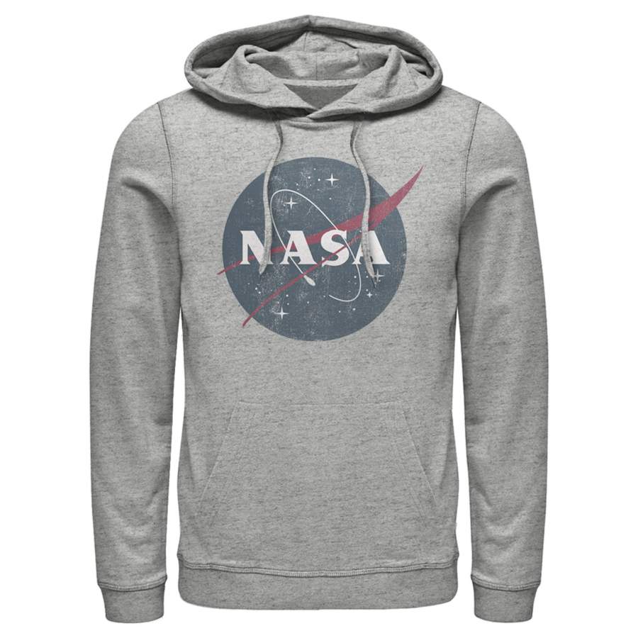 NASA Men’s Simple Vintage Logo  Lightweight Hoodie