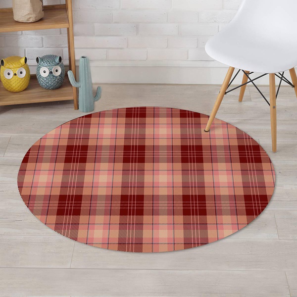 Brown Plaid Tartan Round Rug